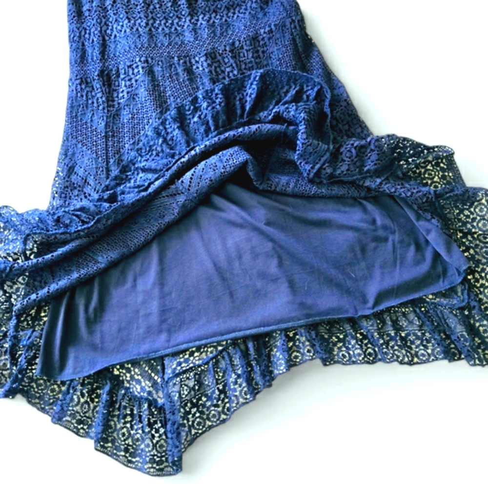 Lace Skirt Dark Moody Blue Witchy Hem Whimsygoth Fairygoth Dark Romance Party - Picture 2 of 10